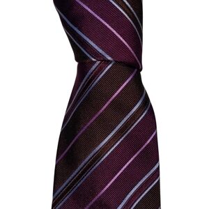 Borrelli Napoli Silk Necktie Men's Brown Purple Striped Designer Luxury Tie EUC